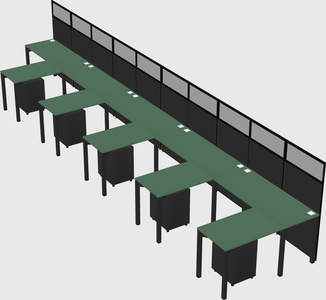 Shared l-shaped cubicle