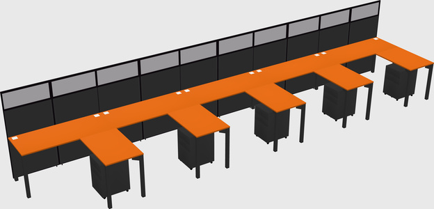 Shared l-shaped cubicle