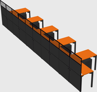 Shared l-shaped cubicle