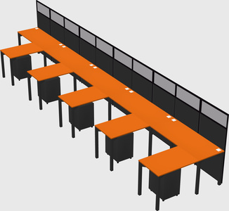Shared l-shaped cubicle