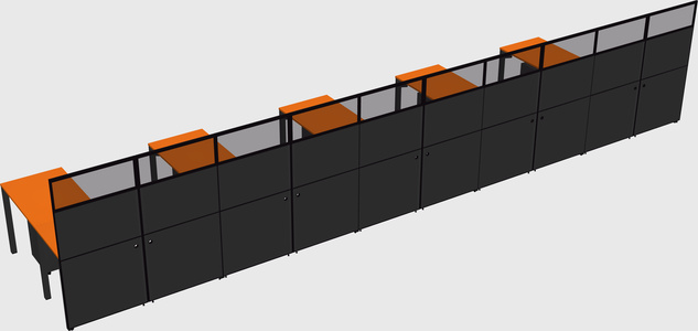 Shared l-shaped cubicle
