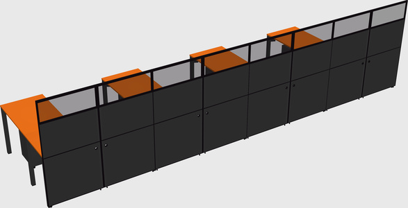 Shared l-shaped cubicle