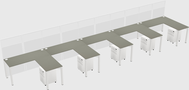 Shared l-shaped cubicle