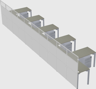 Shared l-shaped cubicle