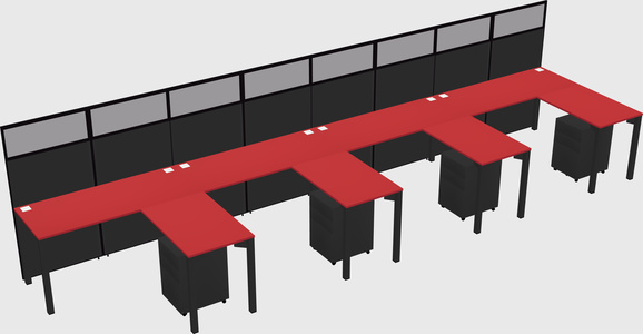 Shared l-shaped cubicle