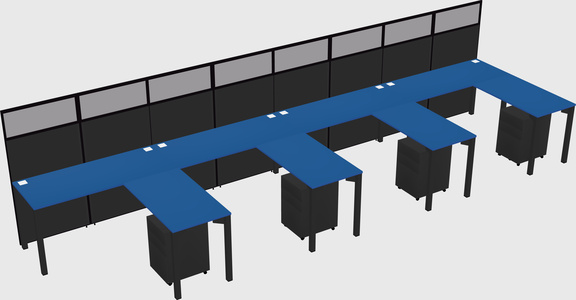 Shared l-shaped cubicle