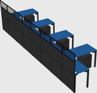 Shared l-shaped cubicle