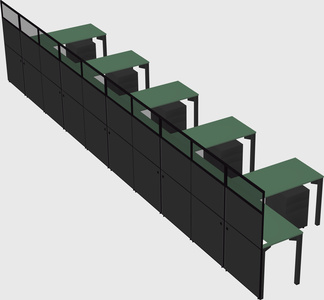 Shared l-shaped cubicle