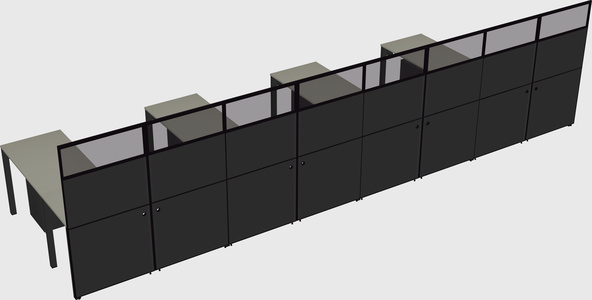 Shared l-shaped cubicle