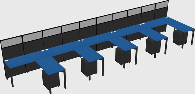 Shared l-shaped cubicle