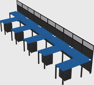 Shared l-shaped cubicle