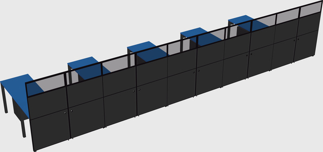 Shared l-shaped cubicle