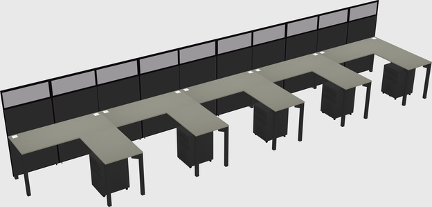 Shared l-shaped cubicle