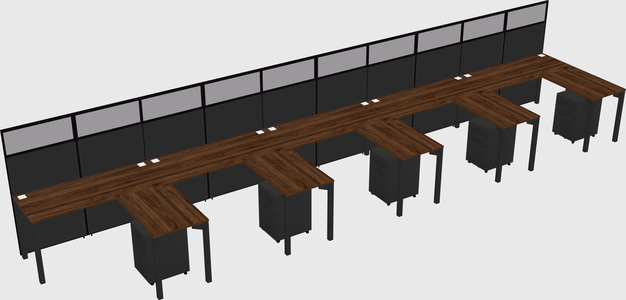 Shared l-shaped cubicle