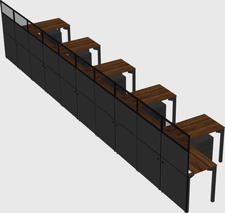 Shared l-shaped cubicle