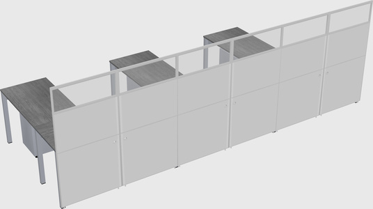 Shared l-shaped cubicle