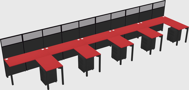 Shared l-shaped cubicle