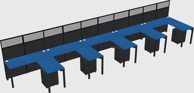 Shared l-shaped cubicle