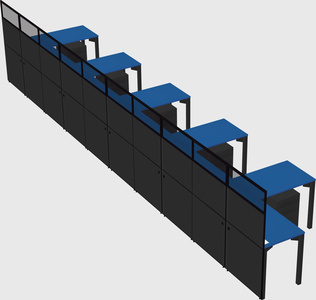 Shared l-shaped cubicle