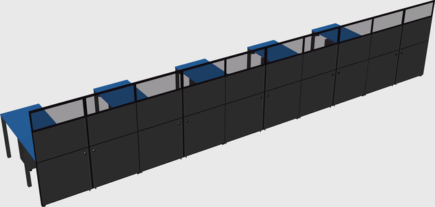 Shared l-shaped cubicle