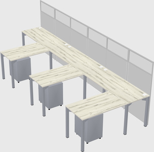 Shared l-shaped cubicle