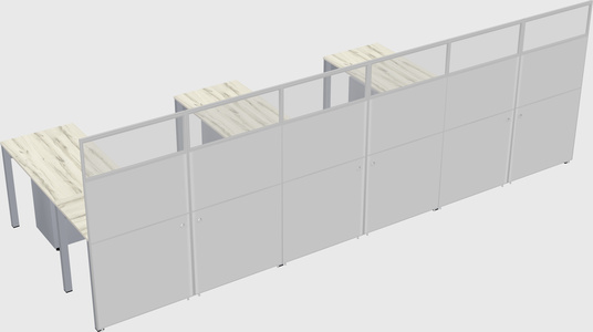 Shared l-shaped cubicle