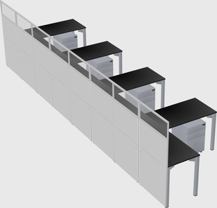 Shared l-shaped cubicle