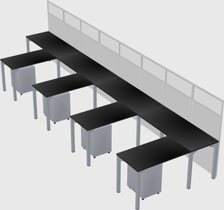 Shared l-shaped cubicle