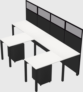 Shared l-shaped cubicle