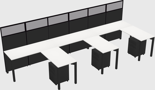Shared l-shaped cubicle