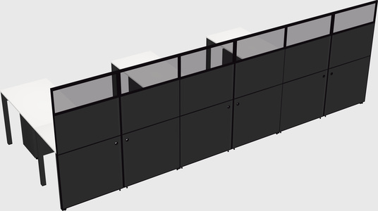 Shared l-shaped cubicle