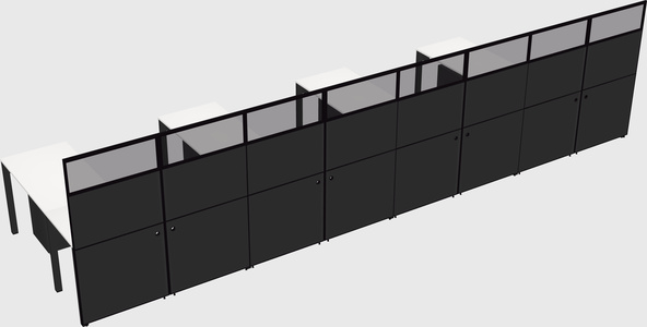 Shared l-shaped cubicle