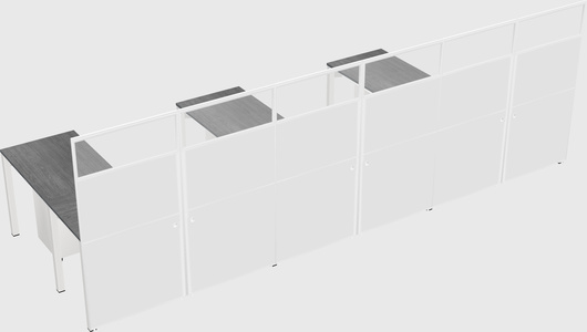 Shared l-shaped cubicle