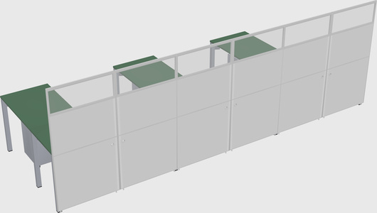 Shared l-shaped cubicle