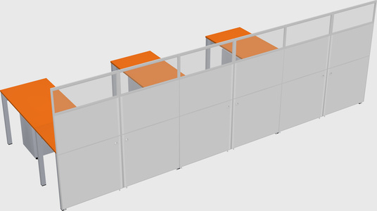 Shared l-shaped cubicle