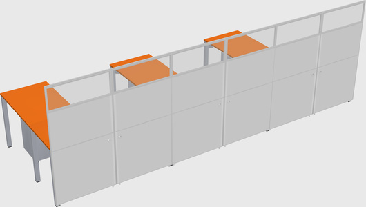 Shared l-shaped cubicle