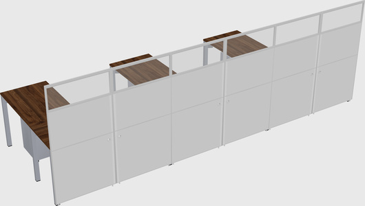 Shared l-shaped cubicle