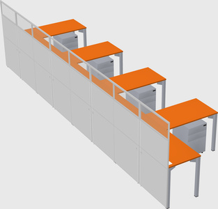 Shared l-shaped cubicle