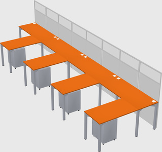 Shared l-shaped cubicle