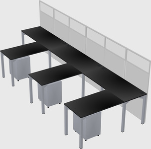 Shared l-shaped cubicle