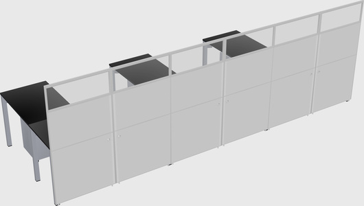 Shared l-shaped cubicle