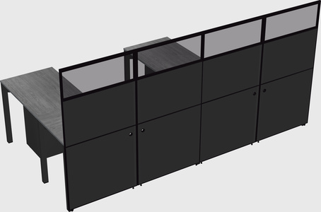 Shared l-shaped cubicle