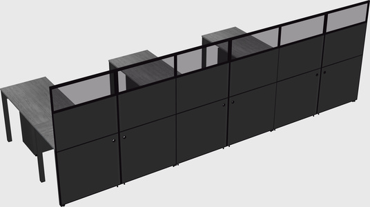 Shared l-shaped cubicle