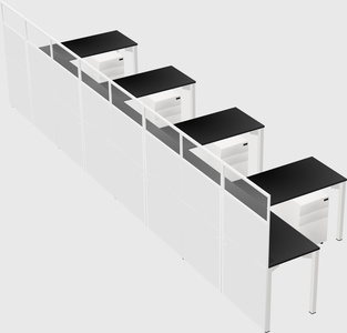 Shared l-shaped cubicle