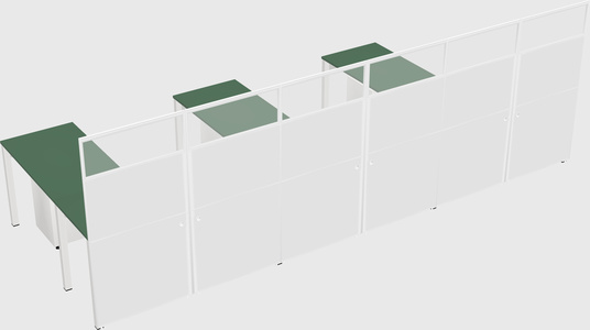 Shared l-shaped cubicle