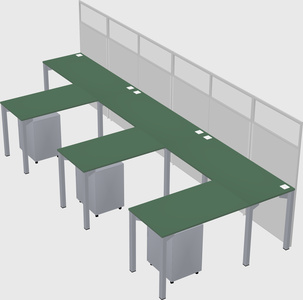 Shared l-shaped cubicle