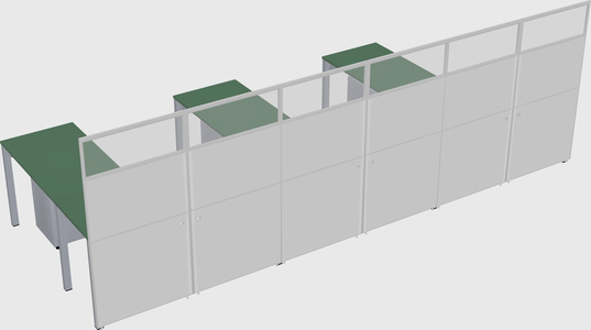 Shared l-shaped cubicle