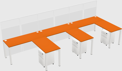 Shared l-shaped cubicle