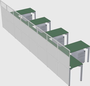 Shared l-shaped cubicle