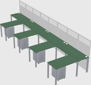 Shared l-shaped cubicle